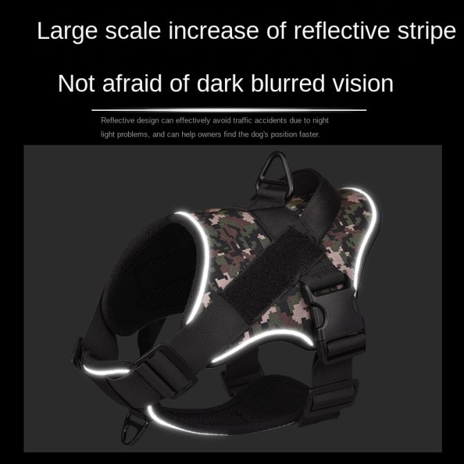 Dog Harness; large dog training tactical chest strap; K9 pet chest strap; vest type reflective dog rope; explosion-proof impulse traction - Image 148