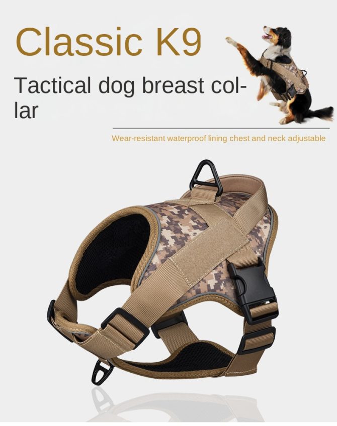 Dog Harness; large dog training tactical chest strap; K9 pet chest strap; vest type reflective dog rope; explosion-proof impulse traction - Image 154