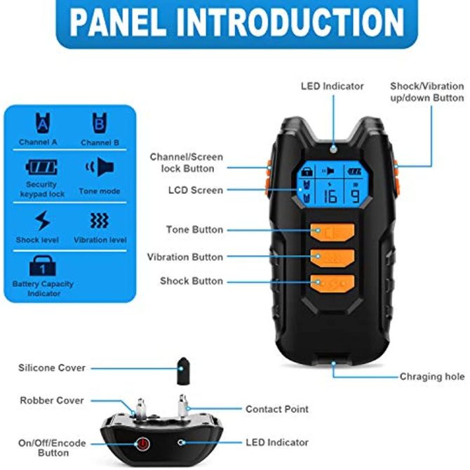 Dog Training Collar; Shock Collar for Dogs with Remote; Rechargeable Dog Shock Collar; 3 Modes Beep Vibration and Shock Waterproof Bark Collar for Small; Medium; Large Dogs - Image 12