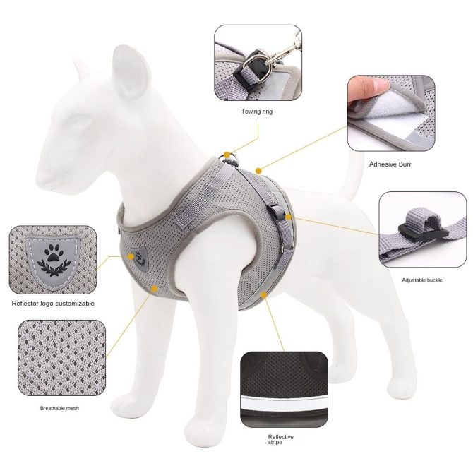 dog Harnesses and dog leash set; Pet Chest Strap Vest Dog Towing Rope Reflective Breathable Dog Rope Pet Supplies Wholesale - Image 22
