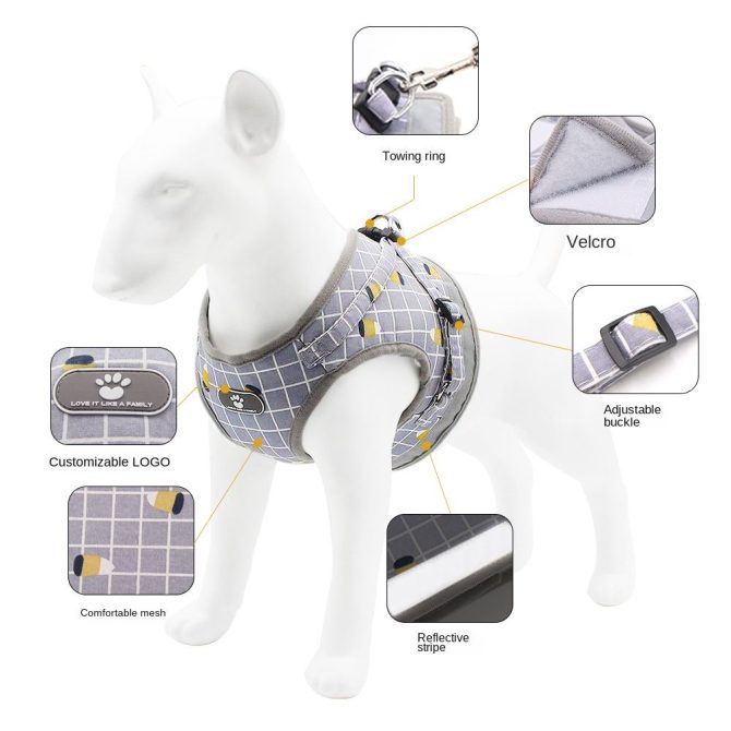 Dog Harnesses and dog leash set; New Pet Towing Rope Vest Dog Chest Strap Breathable Reflective Small Dog Towing Rope Pet Supplies - Image 9