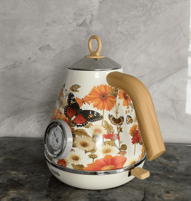 PS3013T   flower painted electric kettle 1.7L retro instrument type dial thermometer water heater 1850W electric kettle fast boiling without BPA - Image 13