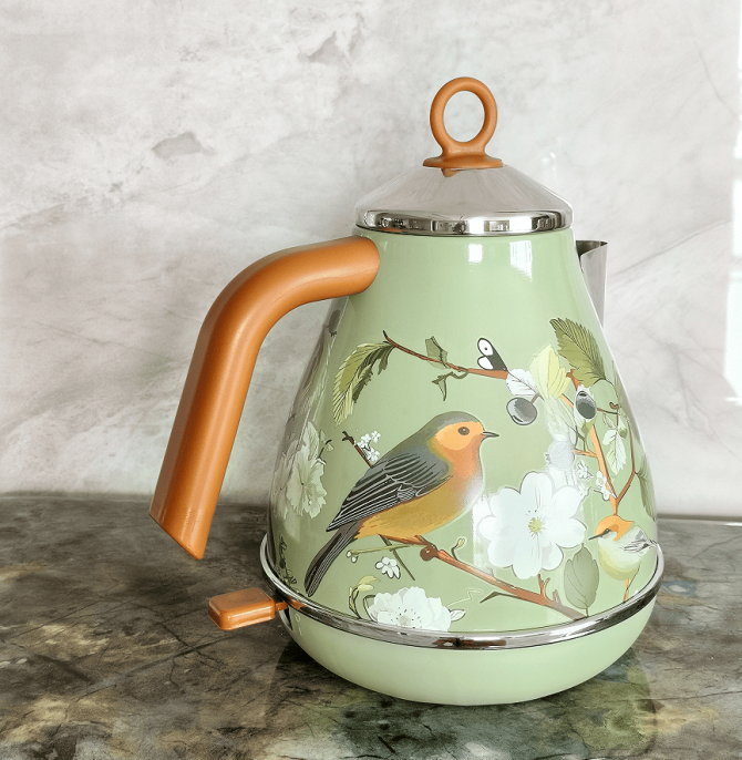PS3013T   flower painted electric kettle 1.7L retro instrument type dial thermometer water heater 1850W electric kettle fast boiling without BPA - Image 7