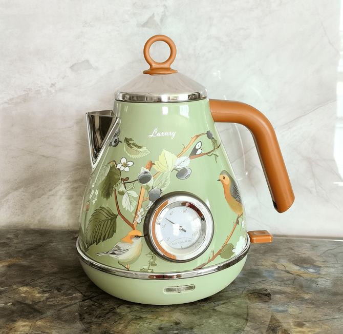 PS3013T   flower painted electric kettle 1.7L retro instrument type dial thermometer water heater 1850W electric kettle fast boiling without BPA - Image 11