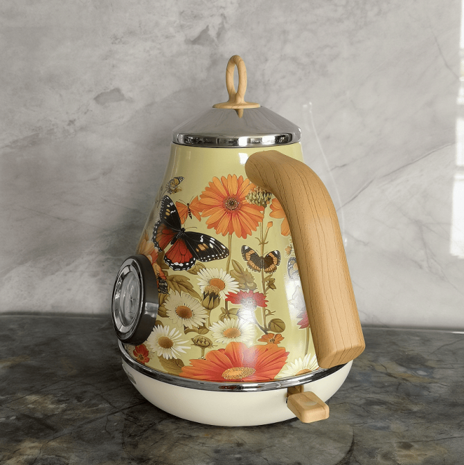 PS3013T   flower painted electric kettle 1.7L retro instrument type dial thermometer water heater 1850W electric kettle fast boiling without BPA - Image 18