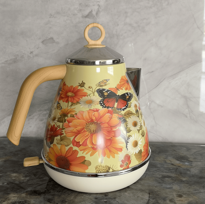 PS3013T   flower painted electric kettle 1.7L retro instrument type dial thermometer water heater 1850W electric kettle fast boiling without BPA - Image 19