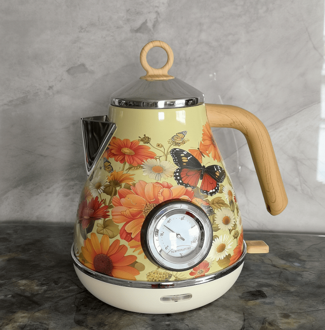 PS3013T   flower painted electric kettle 1.7L retro instrument type dial thermometer water heater 1850W electric kettle fast boiling without BPA - Image 17
