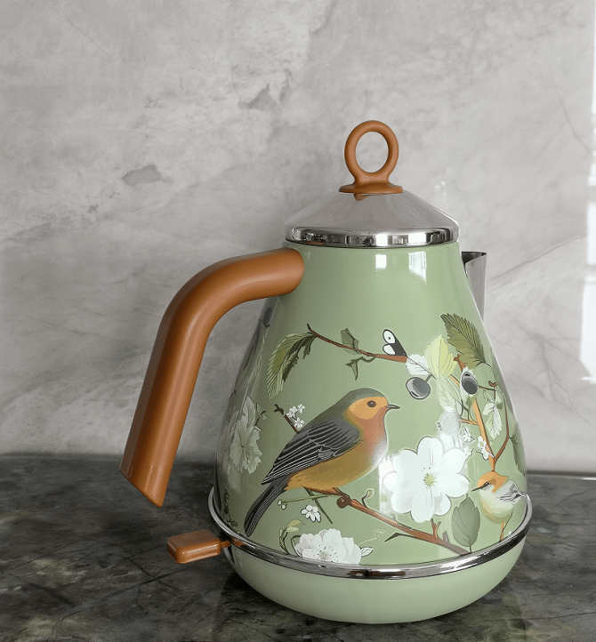 PS3013T   flower painted electric kettle 1.7L retro instrument type dial thermometer water heater 1850W electric kettle fast boiling without BPA - Image 4