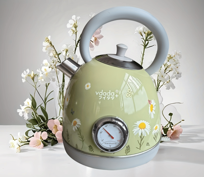 PS3018N2T    1850W Electric kettle, instrument thermometer kettle, flower watermark painted kettle quick boiling water heater SUS304 LED lamp capacity 1.8L wide outlet design - Image 4