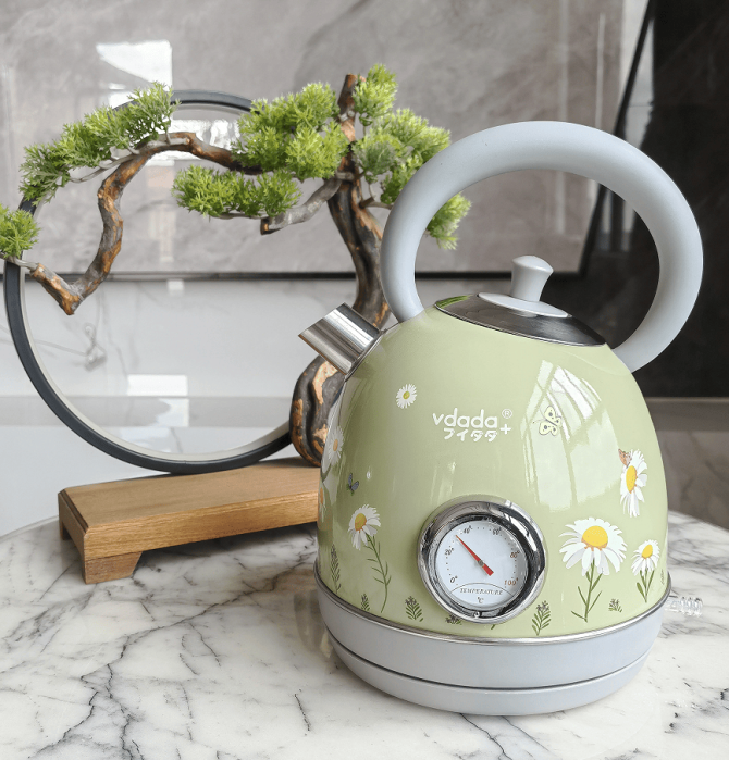 PS3018N2T    1850W Electric kettle, instrument thermometer kettle, flower watermark painted kettle quick boiling water heater SUS304 LED lamp capacity 1.8L wide outlet design