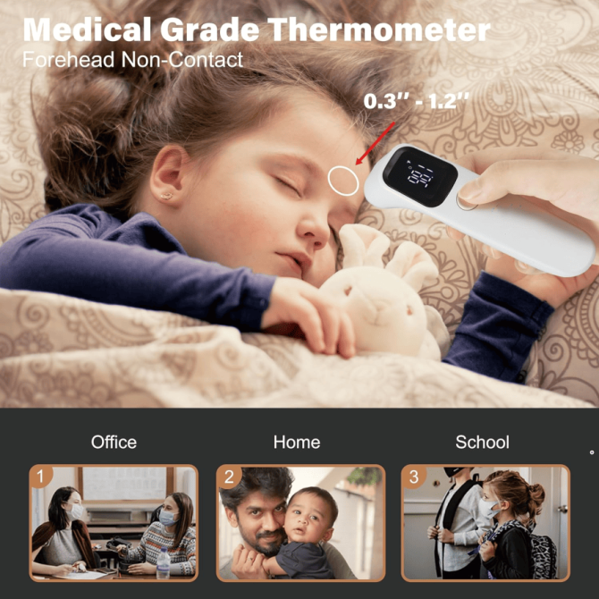 PSUFR201 baby children digital thermometer adult infrared forehead / ear temperature thermometer non-contact human infrared thermometer 1 second fast read LED display - Image 3