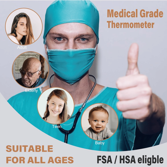 PSUFR201 baby children digital thermometer adult infrared forehead / ear temperature thermometer non-contact human infrared thermometer 1 second fast read LED display - Image 5