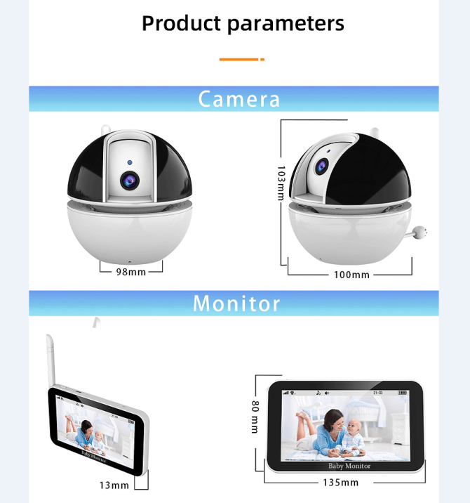 PSABM500 Baby Motion Monitor Temperature Monitor 5 Inch IPS Infrared Night Vision Camera bidirectional Audio HD 1280 * 720P - Image 13