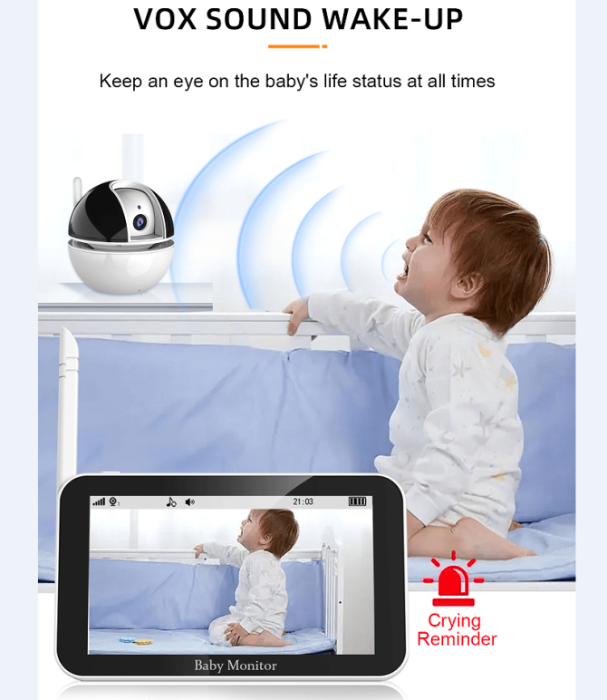 PSABM500 Baby Motion Monitor Temperature Monitor 5 Inch IPS Infrared Night Vision Camera bidirectional Audio HD 1280 * 720P - Image 6