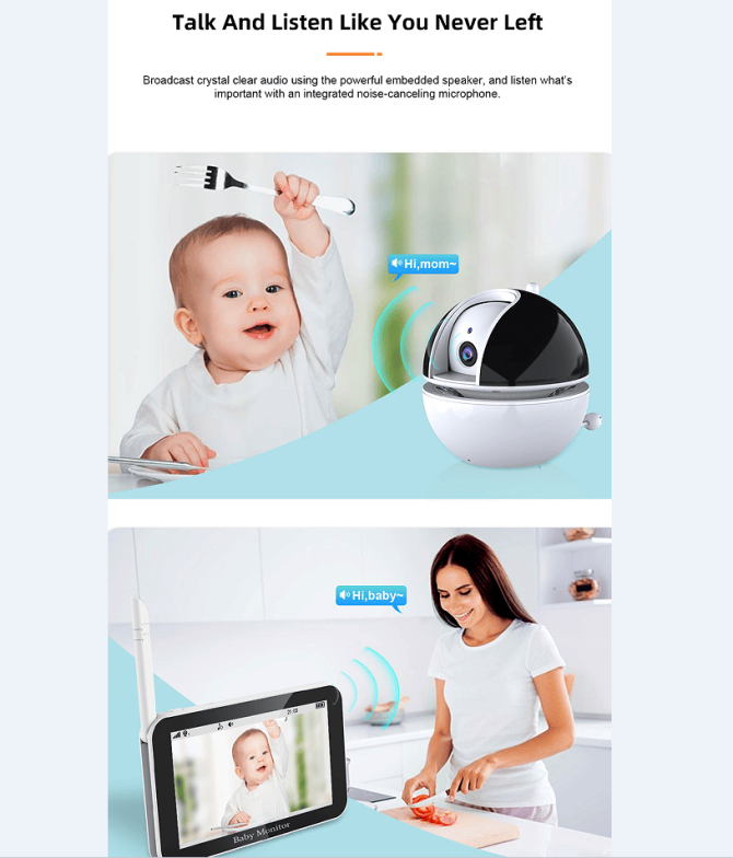 PSABM500 Baby Motion Monitor Temperature Monitor 5 Inch IPS Infrared Night Vision Camera bidirectional Audio HD 1280 * 720P - Image 8