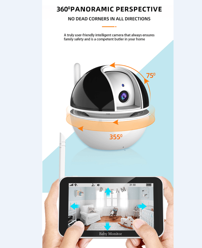PSABM500 Baby Motion Monitor Temperature Monitor 5 Inch IPS Infrared Night Vision Camera bidirectional Audio HD 1280 * 720P - Image 9