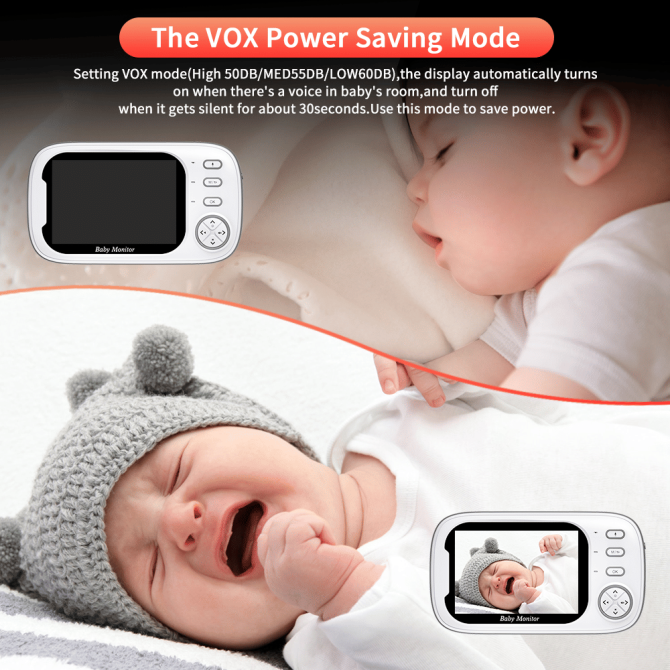 PSABM600 Video Baby Monitor 3.5 inch LCD MicroSD (4-32GB) Temperature Monitor Infrared Night Vision Camera bidirectional Audio HD 1920 * 1080 - Image 11