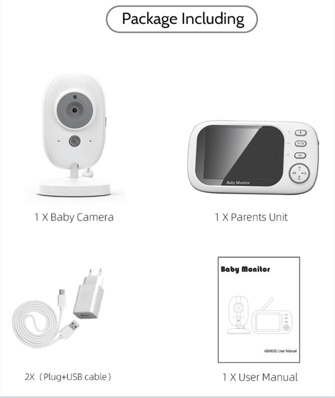 PSABM600 Video Baby Monitor 3.5 inch LCD MicroSD (4-32GB) Temperature Monitor Infrared Night Vision Camera bidirectional Audio HD 1920 * 1080 - Image 13