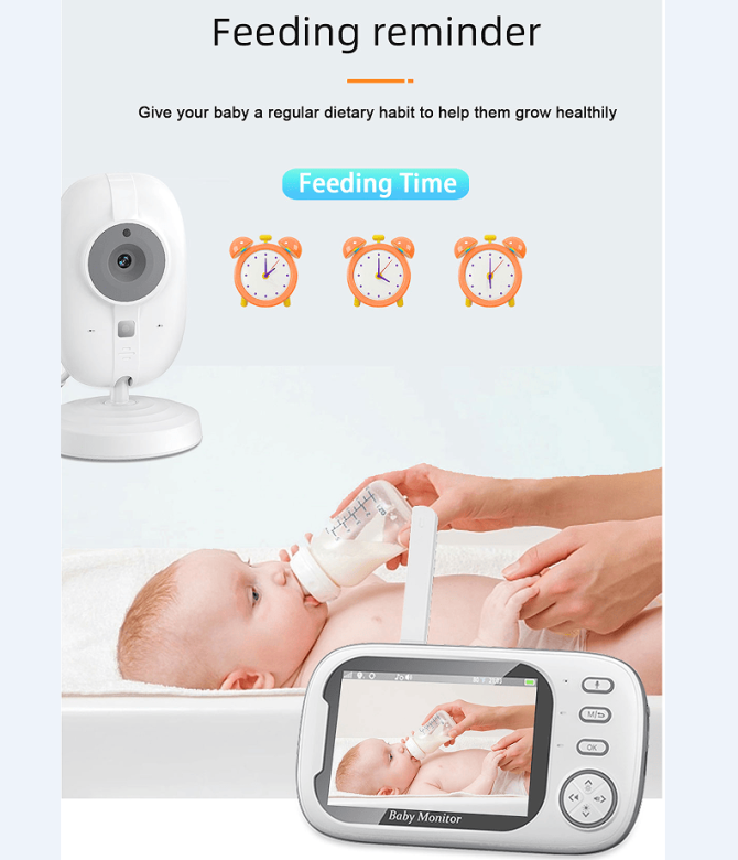 PSABM600 Video Baby Monitor 3.5 inch LCD MicroSD (4-32GB) Temperature Monitor Infrared Night Vision Camera bidirectional Audio HD 1920 * 1080 - Image 4