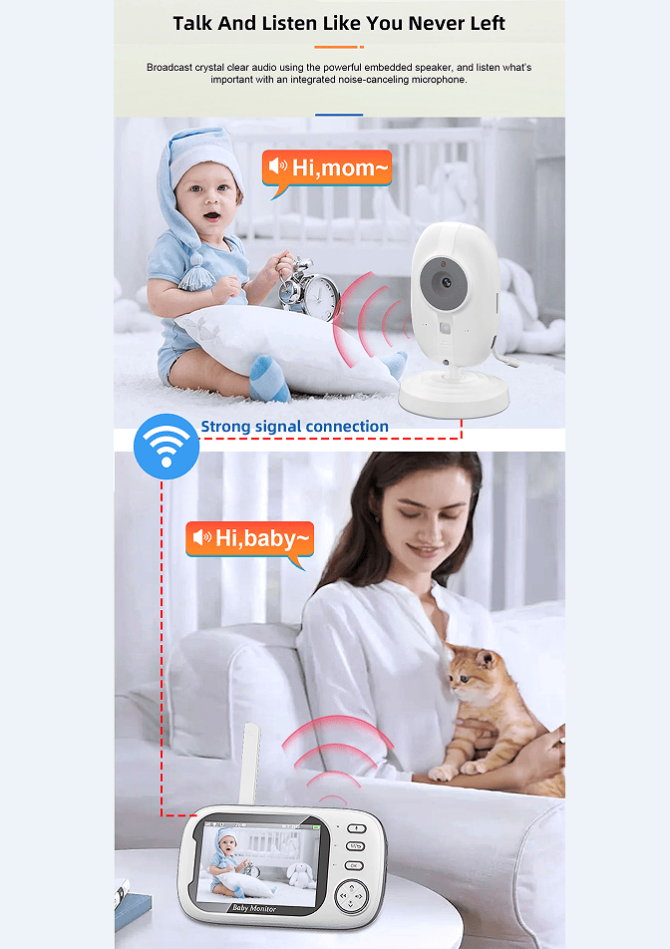PSABM600 Video Baby Monitor 3.5 inch LCD MicroSD (4-32GB) Temperature Monitor Infrared Night Vision Camera bidirectional Audio HD 1920 * 1080 - Image 6