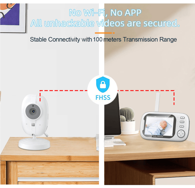 PSABM600 Video Baby Monitor 3.5 inch LCD MicroSD (4-32GB) Temperature Monitor Infrared Night Vision Camera bidirectional Audio HD 1920 * 1080 - Image 7