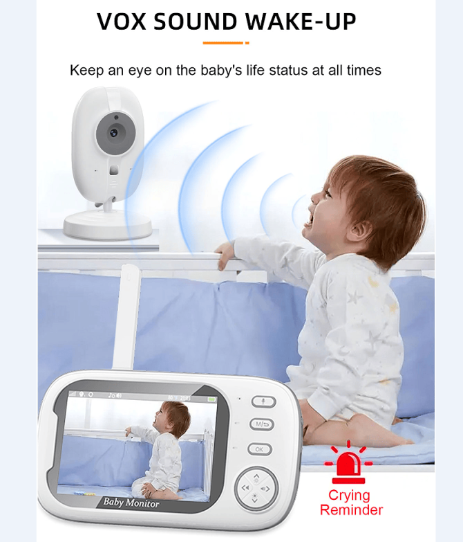 PSABM600 Video Baby Monitor 3.5 inch LCD MicroSD (4-32GB) Temperature Monitor Infrared Night Vision Camera bidirectional Audio HD 1920 * 1080 - Image 8