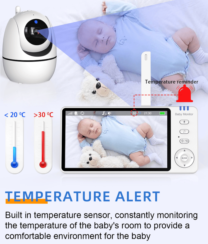 PSABM501 Baby Motion Monitor HD LCD 5-Inch IPS Infrared Night Vision Baby Camera Bidirectional Audio HD 720P Remote Camera VOX 2.4 G Wireless Baby Phone - Image 11