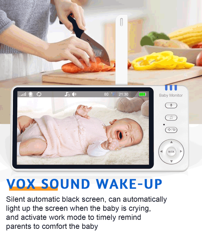 PSABM501 Baby Motion Monitor HD LCD 5-Inch IPS Infrared Night Vision Baby Camera Bidirectional Audio HD 720P Remote Camera VOX 2.4 G Wireless Baby Phone - Image 12