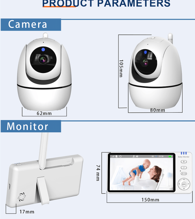 PSABM501 Baby Motion Monitor HD LCD 5-Inch IPS Infrared Night Vision Baby Camera Bidirectional Audio HD 720P Remote Camera VOX 2.4 G Wireless Baby Phone - Image 13