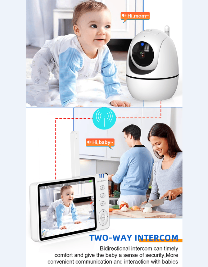 PSABM501 Baby Motion Monitor HD LCD 5-Inch IPS Infrared Night Vision Baby Camera Bidirectional Audio HD 720P Remote Camera VOX 2.4 G Wireless Baby Phone - Image 8