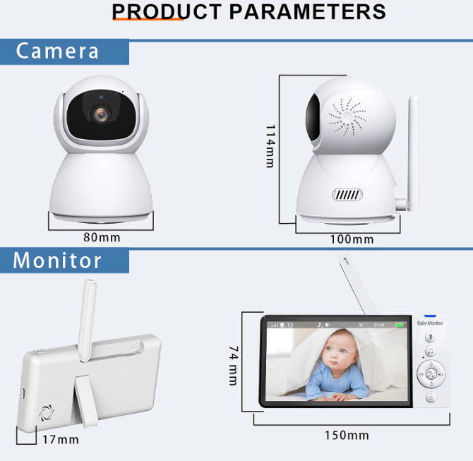 PSABM700 Remote Camera VOX 5-Inch IPS Micro SD (4-32GB) option Temperature Monitor Infrared Night Vision Camera bidirectional Audio HD 1920 * 1080 - Image 15