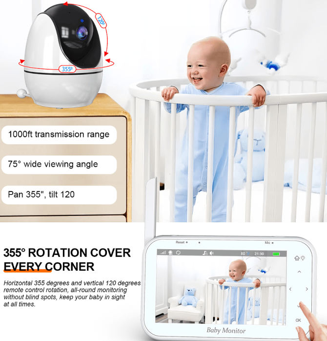 PSABM200S Baby Motion Monitor Temperature Monitor Micro SD (4-32GB) option 4.3Inch IPS IR Night Vision Video Dual Audio HD 1920 * 1080 - Image 12