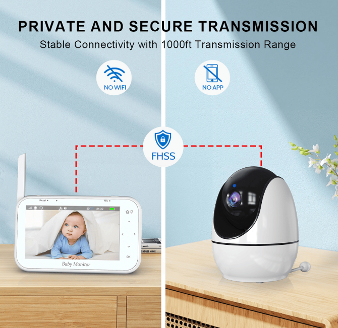 PSABM200S Baby Motion Monitor Temperature Monitor Micro SD (4-32GB) option 4.3Inch IPS IR Night Vision Video Dual Audio HD 1920 * 1080 - Image 13