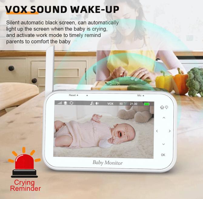 PSABM200S Baby Motion Monitor Temperature Monitor Micro SD (4-32GB) option 4.3Inch IPS IR Night Vision Video Dual Audio HD 1920 * 1080 - Image 14