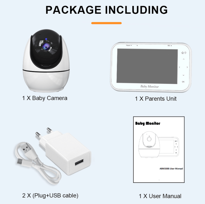 PSABM200S Baby Motion Monitor Temperature Monitor Micro SD (4-32GB) option 4.3Inch IPS IR Night Vision Video Dual Audio HD 1920 * 1080 - Image 15