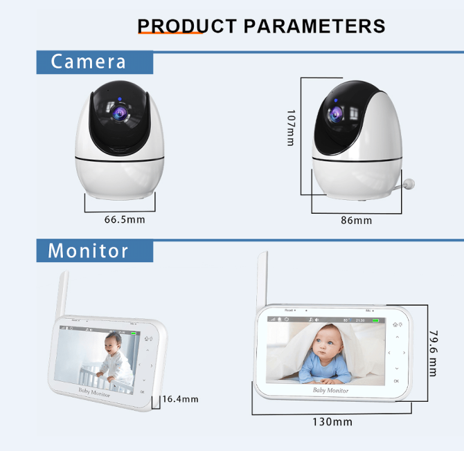 PSABM200S Baby Motion Monitor Temperature Monitor Micro SD (4-32GB) option 4.3Inch IPS IR Night Vision Video Dual Audio HD 1920 * 1080 - Image 16