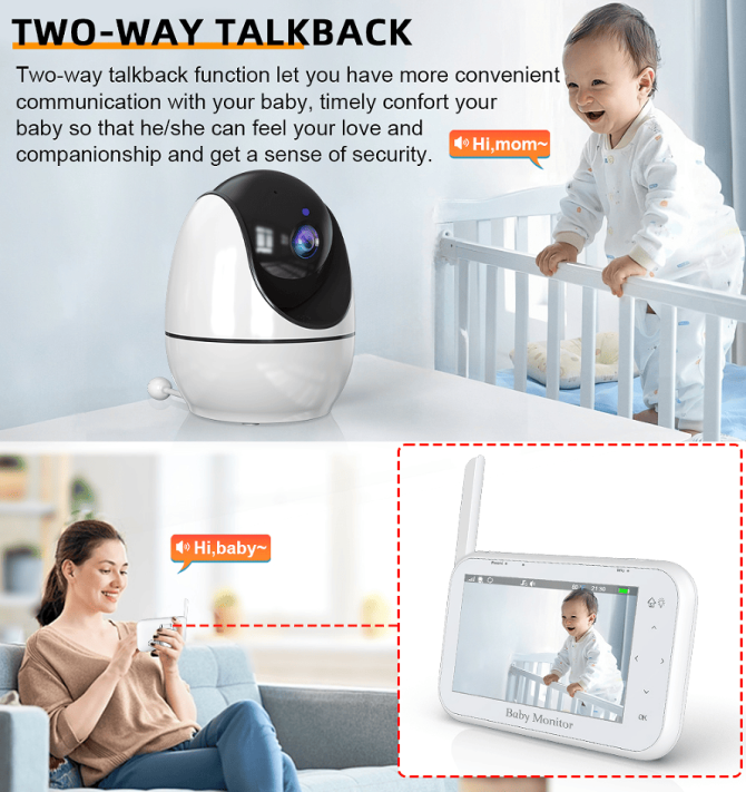 PSABM200S Baby Motion Monitor Temperature Monitor Micro SD (4-32GB) option 4.3Inch IPS IR Night Vision Video Dual Audio HD 1920 * 1080 - Image 6