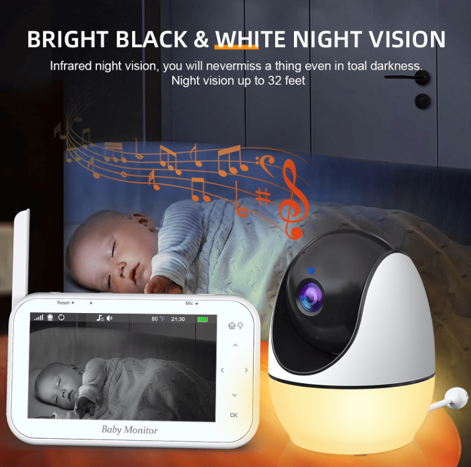 PSABM200S Baby Motion Monitor Temperature Monitor Micro SD (4-32GB) option 4.3Inch IPS IR Night Vision Video Dual Audio HD 1920 * 1080 - Image 9