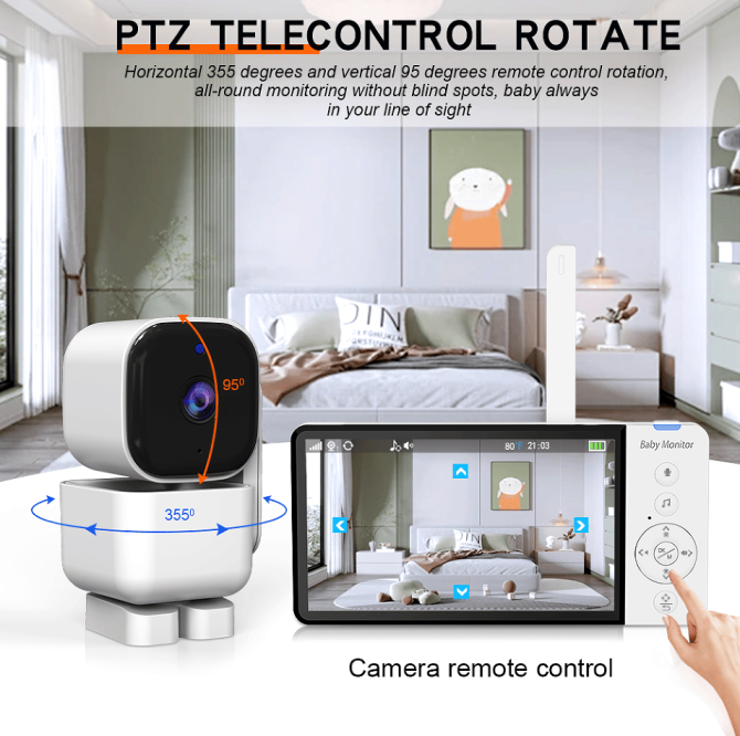 PSABM720 Audio Baby Monitor Remote Camera VOX 5-Inch IPS Temperature Monitor Infrared Night Vision Camera bidirectional Audio HD 1280 * 720P - Image 12