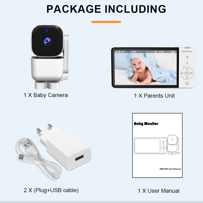 PSABM720 Audio Baby Monitor Remote Camera VOX 5-Inch IPS Temperature Monitor Infrared Night Vision Camera bidirectional Audio HD 1280 * 720P - Image 14