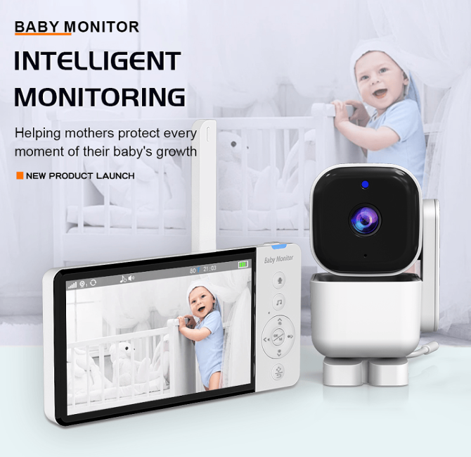 PSABM720 Audio Baby Monitor Remote Camera VOX 5-Inch IPS Temperature Monitor Infrared Night Vision Camera bidirectional Audio HD 1280 * 720P - Image 4