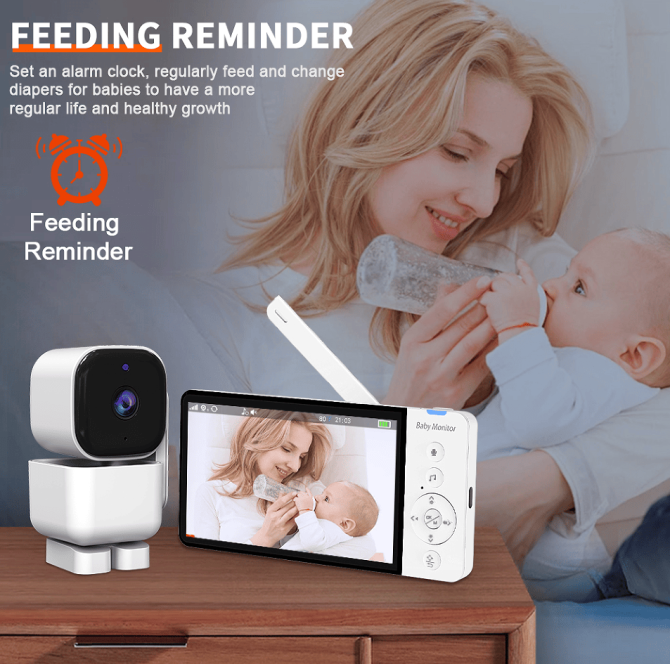 PSABM720 Audio Baby Monitor Remote Camera VOX 5-Inch IPS Temperature Monitor Infrared Night Vision Camera bidirectional Audio HD 1280 * 720P - Image 7