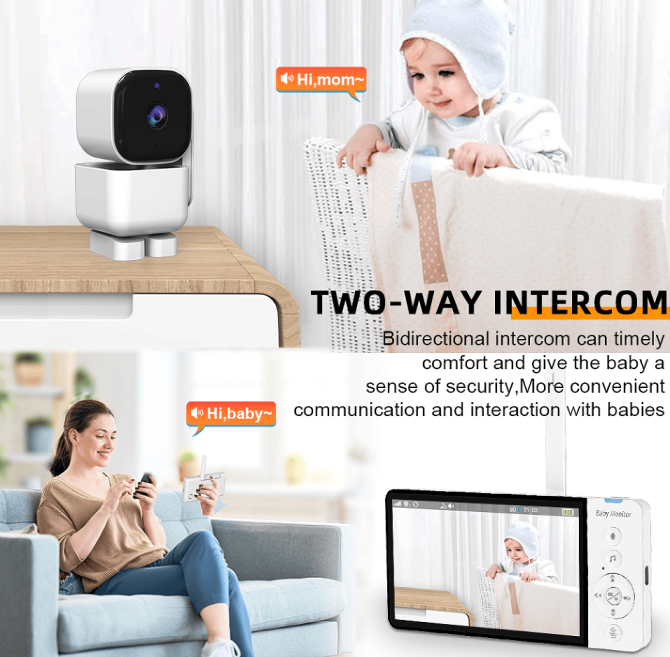 PSABM720 Audio Baby Monitor Remote Camera VOX 5-Inch IPS Temperature Monitor Infrared Night Vision Camera bidirectional Audio HD 1280 * 720P - Image 8