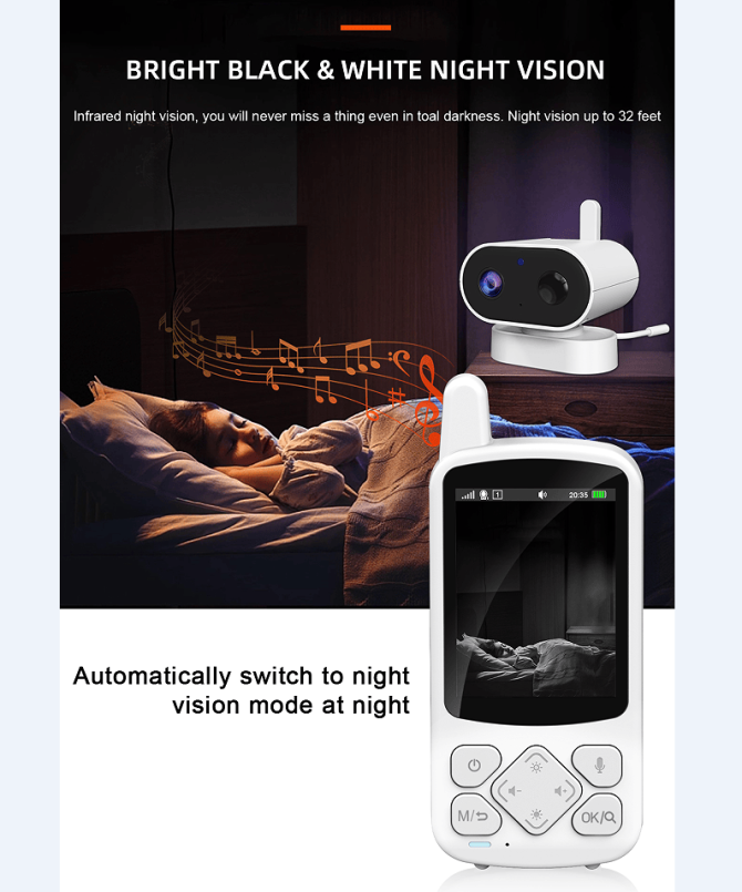 PSABM800 Video Baby Monitor Remote Camera VOX 2.8 Inch IPS Temperature Monitor Infrared Night Vision Camera bidirectional Audio HD 1280 * 720P - Image 12