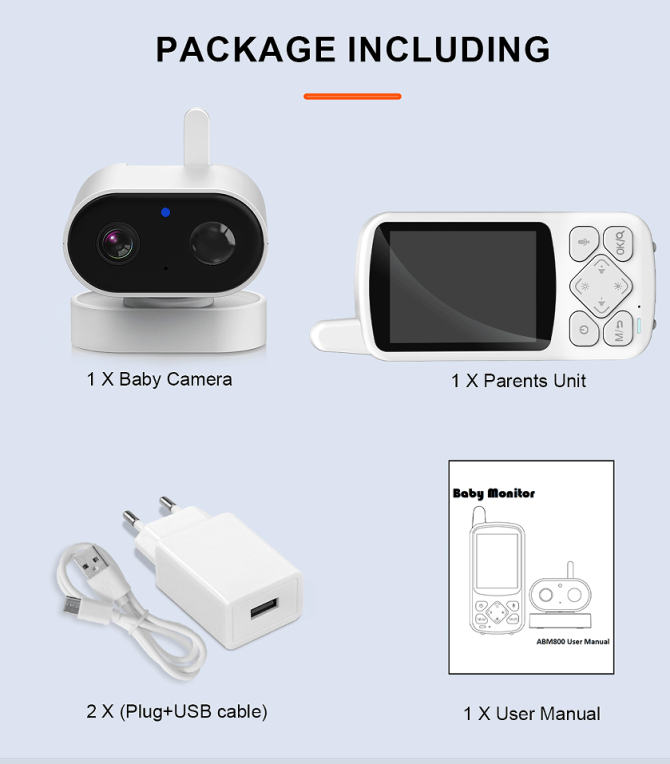 PSABM800 Video Baby Monitor Remote Camera VOX 2.8 Inch IPS Temperature Monitor Infrared Night Vision Camera bidirectional Audio HD 1280 * 720P - Image 15