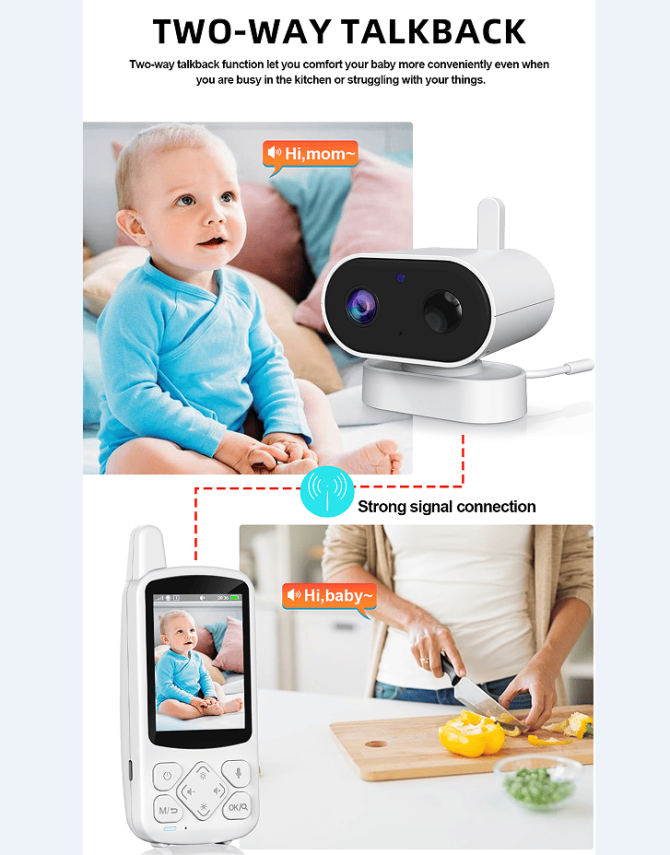 PSABM800 Video Baby Monitor Remote Camera VOX 2.8 Inch IPS Temperature Monitor Infrared Night Vision Camera bidirectional Audio HD 1280 * 720P - Image 9