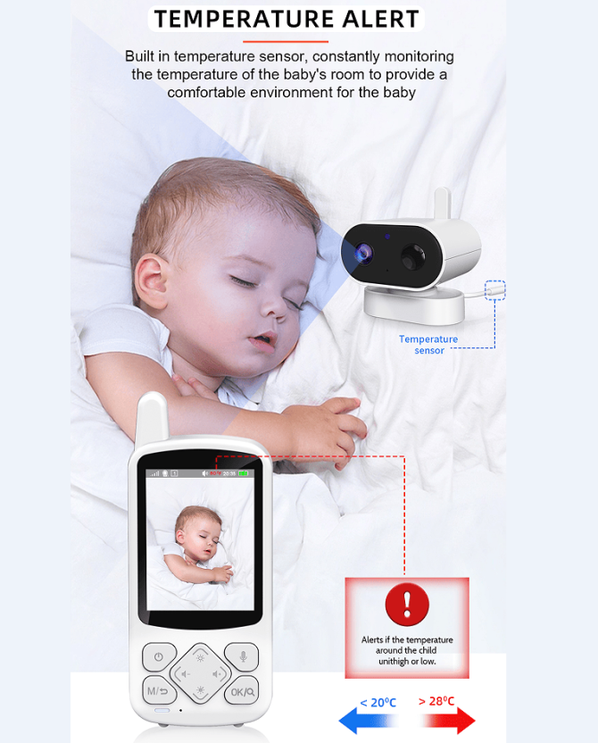 PSABM800 Video Baby Monitor Remote Camera VOX 2.8 Inch IPS Temperature Monitor Infrared Night Vision Camera bidirectional Audio HD 1280 * 720P - Image 10