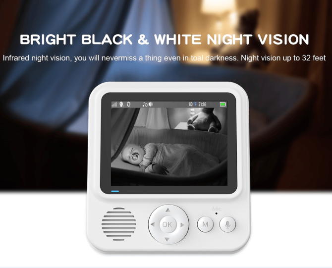 PSABM900 Video Baby Temperature Monitor Remote Camera VOX 2.8 Inch IPS IR Night Vision Camera bidirectional Audio HD 1280 * 720P - Image 11