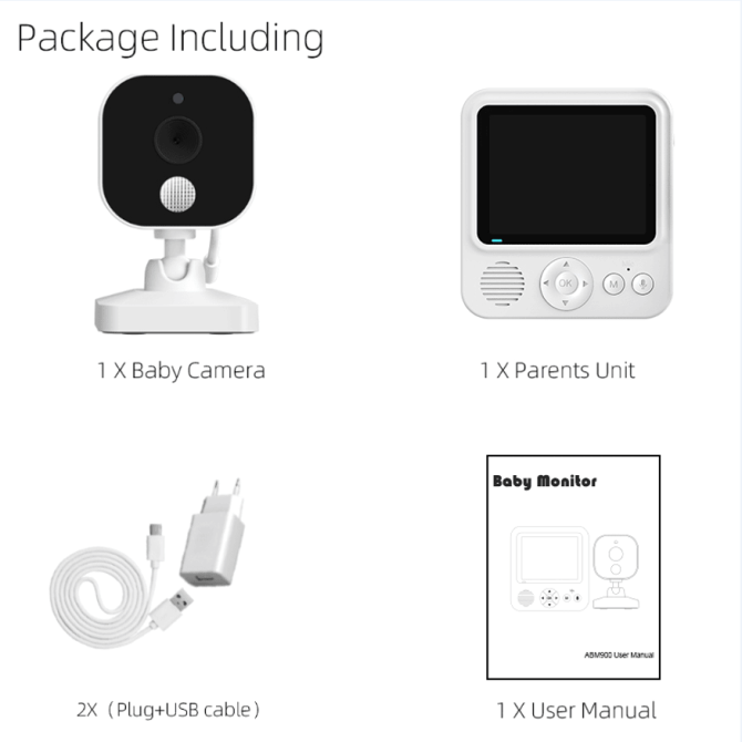 PSABM900 Video Baby Temperature Monitor Remote Camera VOX 2.8 Inch IPS IR Night Vision Camera bidirectional Audio HD 1280 * 720P - Image 14