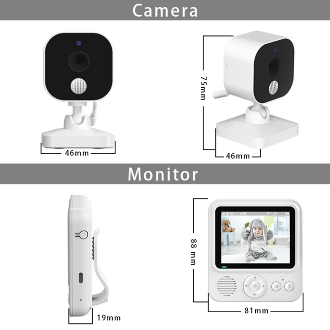 PSABM900 Video Baby Temperature Monitor Remote Camera VOX 2.8 Inch IPS IR Night Vision Camera bidirectional Audio HD 1280 * 720P - Image 15